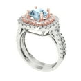 thumbnail image 1 of 1.8 ct Brilliant Round Cut Natural Aquamarine 14k White/Rose Gold Halo Solitaire with Accents Engagement Bridal Wedding Ring Band Set size 5.75, 1 of 7