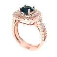 thumbnail image 1 of 1.8 ct Brilliant Round Cut Natural London Blue Topaz 14K Rose Gold Halo Solitaire with Accents Engagement Bridal Wedding Ring Band Set size 7.25, 1 of 7