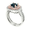 thumbnail image 1 of 1.8 ct Brilliant Round Cut Natural London Blue Topaz 18K White/Rose Gold Halo Solitaire with Accents Engagement Bridal Wedding Ring Band Set size 4.25, 1 of 7