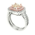 thumbnail image 1 of 1.8 ct Brilliant Round Cut Natural Morganite 14k White/Rose Gold Halo Solitaire with Accents Engagement Bridal Wedding Ring Band Set size 9.5, 1 of 7