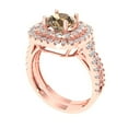 thumbnail image 1 of 1.8 ct Brilliant Round Cut Champagne 14K Rose Gold Halo Solitaire with Accents Engagement Bridal Wedding Ring Band Set size 6.5, 1 of 7
