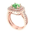 thumbnail image 1 of 1.8 ct Brilliant Round Cut Green Zircon 14K Rose Gold Halo Solitaire with Accents Engagement Bridal Wedding Ring Band Set size 5.5, 1 of 7
