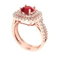 thumbnail image 1 of 1.8 ct Brilliant Round Cut Ruby 18K Rose Gold Halo Solitaire with Accents Engagement Bridal Wedding Ring Band Set size 7.5, 1 of 7