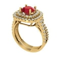 thumbnail image 1 of 1.8 ct Brilliant Round Cut Ruby 18K Yellow Gold Halo Solitaire with Accents Engagement Bridal Wedding Ring Band Set size 9.25, 1 of 7