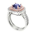 thumbnail image 1 of 1.8 ct Brilliant Round Cut Tanzanite 18K White/Rose Gold Halo Solitaire with Accents Engagement Bridal Wedding Ring Band Set size 8.75, 1 of 7
