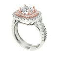 thumbnail image 1 of 1.8 ct Brilliant Round Cut White Sapphire 18K White/Rose Gold Halo Solitaire with Accents Engagement Bridal Wedding Ring Band Set size 6.75, 1 of 7