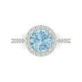 thumbnail image 1 of 1.8 ctw with Simulated Diamond Halo Accents Anniversary Ring for Women | Round Cut Natural Aquamarine | Hyperallergenic Solid 18K White Gold, 1 of 5