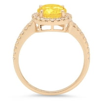 1.8 ct Round Cut Natural Citrine Halo Engagement Ring for Women in 18K Yellow Gold