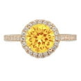 thumbnail image 1 of 1.8 ct Round Cut Natural Citrine with Simulated Diamond Halo Accents 14K Yellow Gold Womens Engagement Ring, 1 of 3