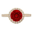 thumbnail image 1 of 1.8 ct Round Cut Natural Garnet with Simulated Diamond Halo Accents 18K Yellow Gold Womens Engagement Ring, 1 of 4