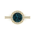 thumbnail image 1 of Clara Pucci 14K Yellow Gold 1.8ct LondonBlueTopaz Halo Ring for Women, 1 of 8