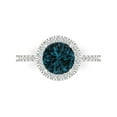 thumbnail image 1 of 1.8 ct Round Cut Natural London Blue Topaz with Simulated Diamond Halo Accents 18K White Gold Womens Engagement Ring, 1 of 5