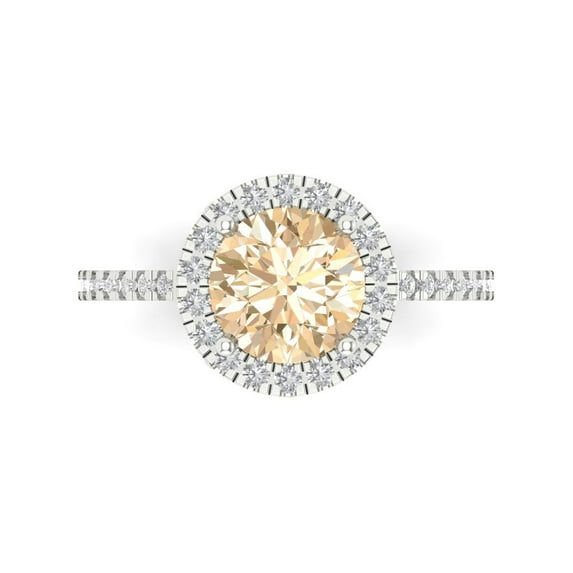Clara Pucci 14K White Gold 1.8ct Morganite Halo Ring for Women