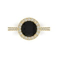 thumbnail image 1 of Clara Pucci 14K Yellow Gold 1.8ct Onyx Halo Ring for Women, 1 of 8