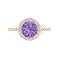thumbnail image 1 of Clara Pucci 14K Rose Gold Solid Gold Alexandrite Solitaire with Accents Anniversary Ring for Women - 1.8 cttw Round Cut, 1 of 8