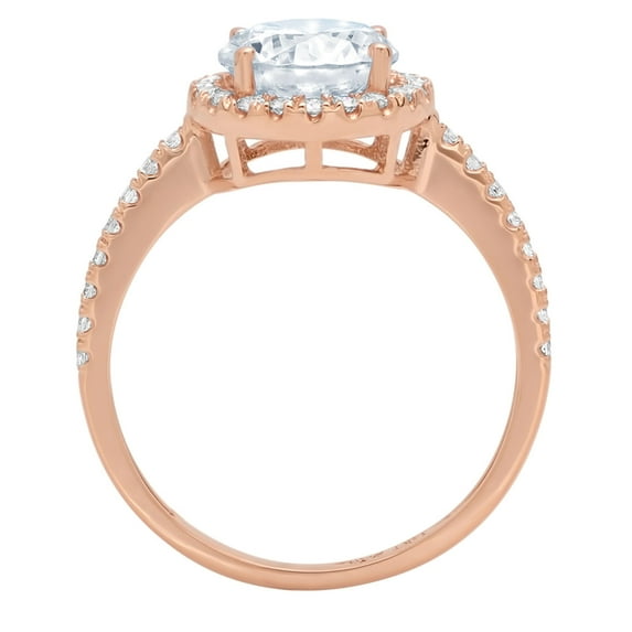 1.8 ct Round Cut Simulated Blue Diamond Solitaire with Accents Engagement Ring for Women in 14K Rose Gold