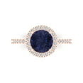 thumbnail image 1 of 1.8 ct Round Cut Simulated Blue Sapphire Solitaire with Accents Engagement Ring for Women in 18K Rose Gold, 1 of 5