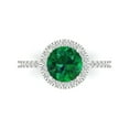 thumbnail image 1 of Clara Pucci 14K White Gold Solid Gold Emerald Halo Anniversary Ring for Women - 1.8 cttw Round Cut, 1 of 8