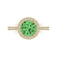 thumbnail image 1 of Clara Pucci 14K Yellow Gold 1.8ct Green Halo Ring for Women, 1 of 8