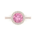 thumbnail image 1 of 1.8 ct Round Cut Simulated Pink Diamond Solitaire with Accents Engagement Ring for Women in 18K Rose Gold, 1 of 5