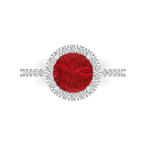 Clara Pucci 14K White Gold 1.8ct Tourmaline Halo Ring for Women