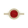 thumbnail image 1 of 1.8 ct Round Cut Simulated Ruby Halo Engagement Ring for Women in 18K Yellow Gold, 1 of 5
