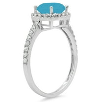 1.8 ct Round Cut Simulated Turquoise Halo Engagement Ring for Women in 18K White Gold