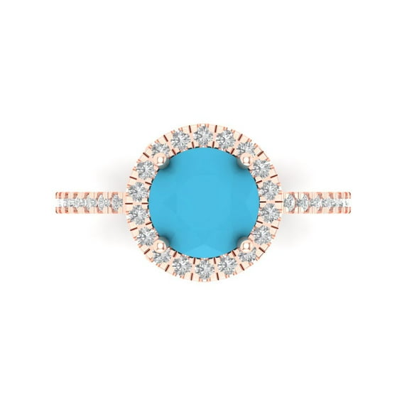 Clara Pucci 14K Rose Gold 1.8ct Turquoise Solitaire with Accents Ring