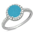 thumbnail image 1 of 1.8 ct Round Cut Simulated Turquoise with Simulated Diamond Halo Accents 18K White Gold Womens Engagement Ring, 1 of 4