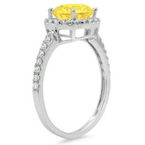 1.8 ct Round Cut Simulated Yellow Diamond Halo Engagement Ring for Women in 18K White Gold