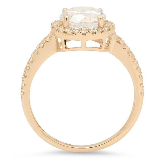 1.8 ct Round Cut White Sapphire Halo Engagement Ring for Women in 14K Yellow Gold