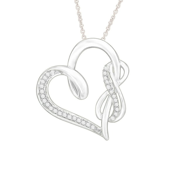 1/8 cttw Moissanite Infinity and Swirl Heart Pendant Necklace for Women Lab Created Diamond D Color VVS1 18k White Gold Plated Sterling Silver