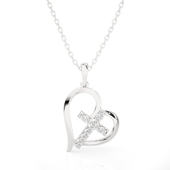1/8 ctw Round Lab Grown Diamond Heart Pendant in Sterling Silver