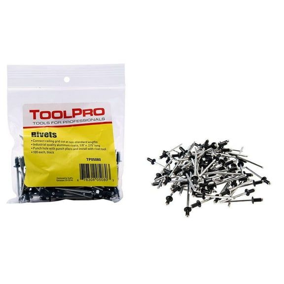 1/8 in. Black Aluminum Pull Rivets (100-Pack)