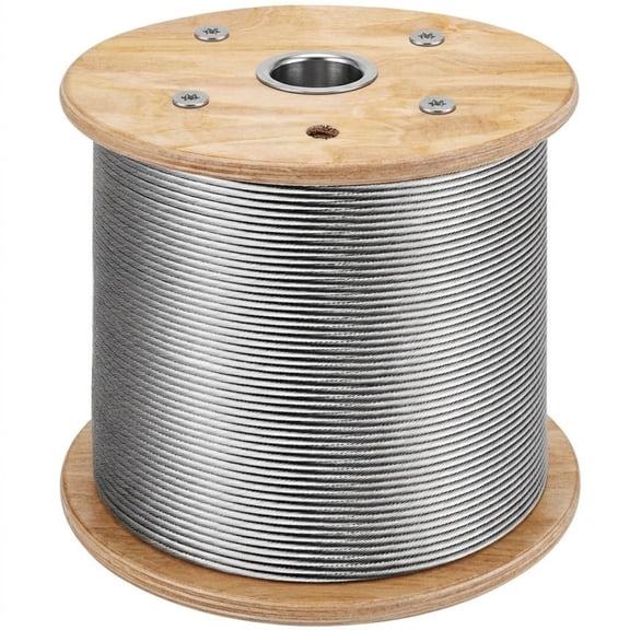 1/8 in T316 Stainless Steel Cable, 984 FT 1x19 Wire Rope for Deck Cable Railing and Aircraft Use