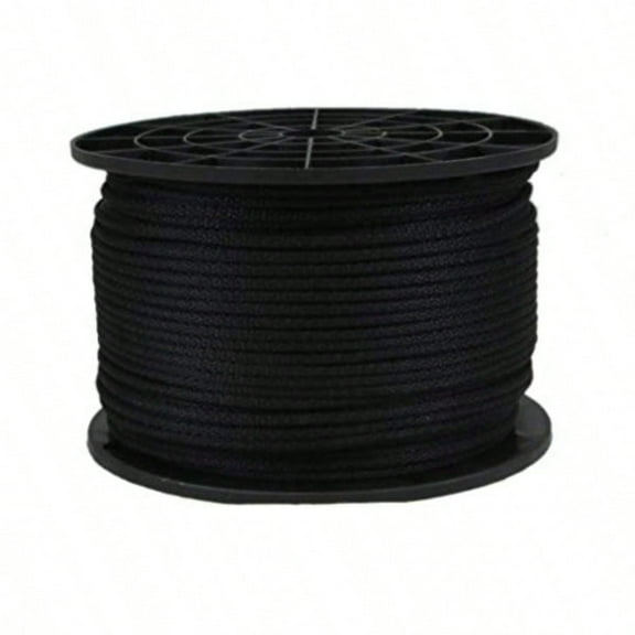 1/8 inch Black Dacron Polyester Cord 500 Foot Spool Solid Braid Industrial Grade High UV and Abrasion Resistance Low Stretch