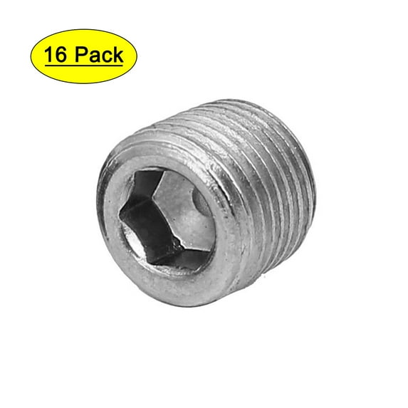 1/8-inch Male Thread 8mm Height Hex Socket Flat Point Grub Screws 16pcs