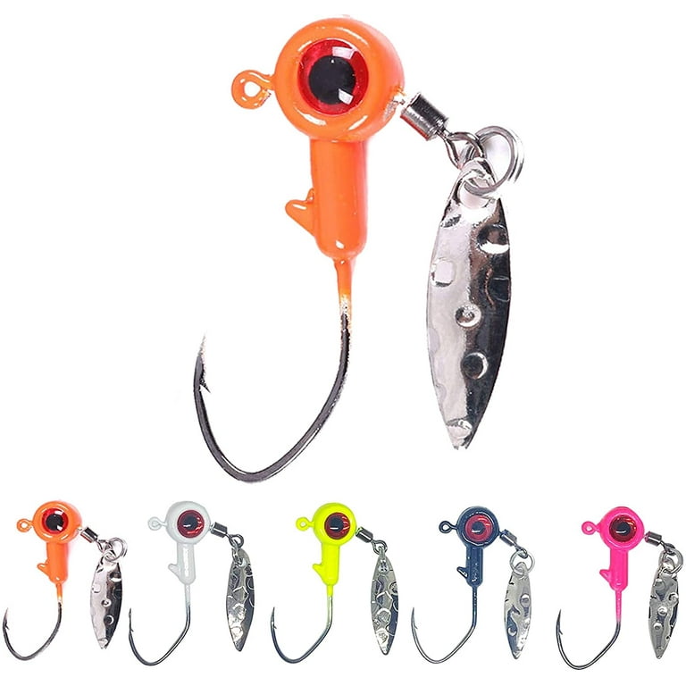 1/8 oz Jig Heads Freshwater Fishing Lures Jig Head with Eye Ball 10PCS  Painted Hooks Fishing Jigs for Bass/Crappie