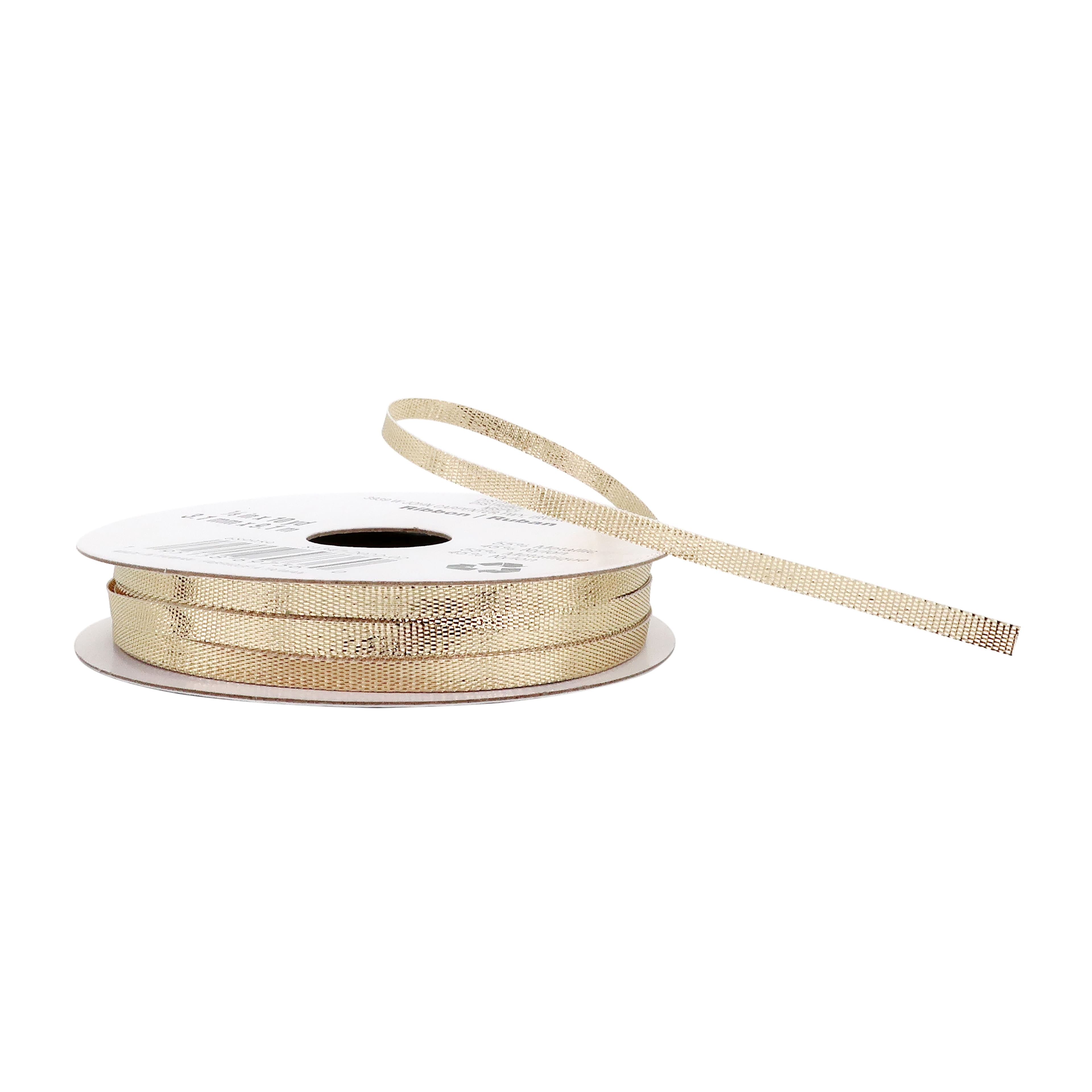 1/8" x 10yd. Gold Metallic Lame Ribbon by Celebrate It – Non-Wired with Woven Selvage - Ideal for Gift Wrapping - Wreaths & Crafts - 24 Pack