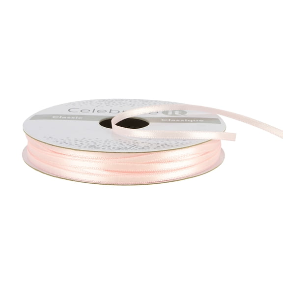 1/8" x 10yd. Light Pink Satin Ribbon by Celebrate It – Non-Wired with Woven Edge - Polyester – Ideal for Gift Wrapping - Baskets & DIY Crafts - 24 Pack
