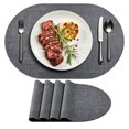 thumbnail image 1 of 1.8 x 17 Inch Oval Faux Leather Placemats and Coasters, Washable Dual-Side Table Mats, Wipeable Heat-Resistant Dining Place Mats for Outdoor and Indoor, Set of 4, 1 of 9