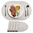 thumbnail image 1 of 1.8 x 17 Inch Oval Faux Leather Placemats and Coasters, Washable Dual-Side Table Mats, Wipeable Heat-Resistant Dining Place Mats for Outdoor and Indoor, Set of 4, 1 of 9
