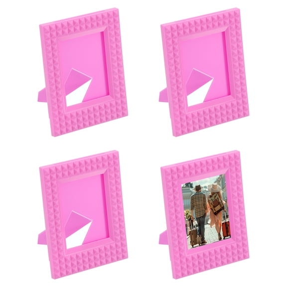 Uxcell 1.8 x 2.4 Picture Frame, 4Pcs Mini Plastic Photo Frame, Pink