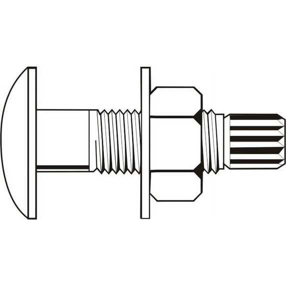 1"-8 x 3 1/4" Coarse Thread Grade A325 Type 1 / A563 DH / F436 Tension Control Bolt Assembly with Heavy Hex Nut and Structural Washer Medium Carbon Steel Plain Finish Pk 120