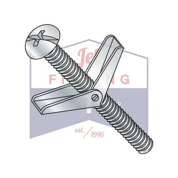 1/8" x 4" Toggle Bolts | Round Head | Combo Drive | Steel | Zinc (Quantity: 50)