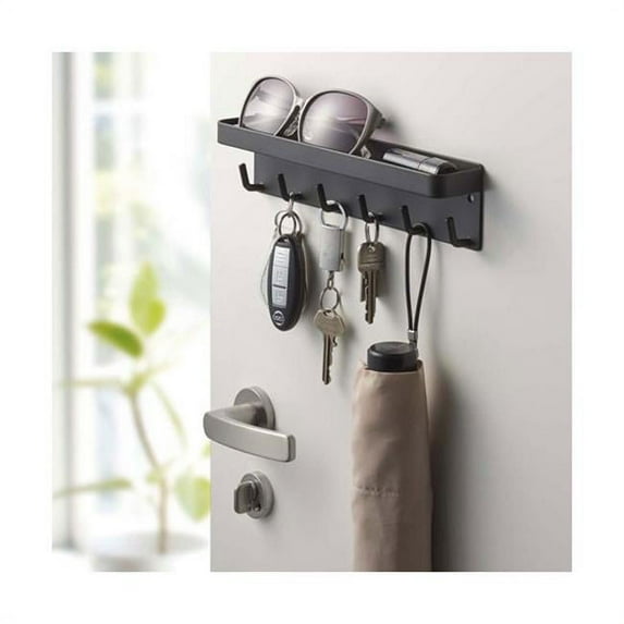 1.8 x 9.7 in. Smart Magnetic Key Rack With Tray - Black