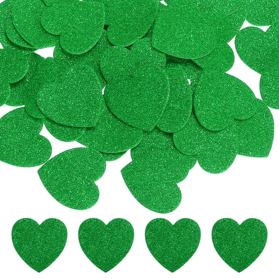 1.8"x1.8" Heart Foam Stickers, 100Pcs EVA Self Adhesive Glitters Foam Shape Sticker Craft Supplies for Scrapbook Card DIY Making Home Decor, Green