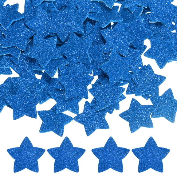 1.8"x1.8" Star Foam Stickers, 60Pcs EVA Self Adhesive Glitters Foam Shape Sticker Craft Supplies for Scrapbook Card DIY Making Home Decor, Blue