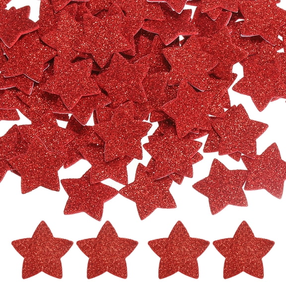 1.8"x1.8" Star Foam Stickers, 60Pcs EVA Self Adhesive Glitters Foam Shape Sticker Craft Supplies for Scrapbook Card DIY Making Home Decor, Red