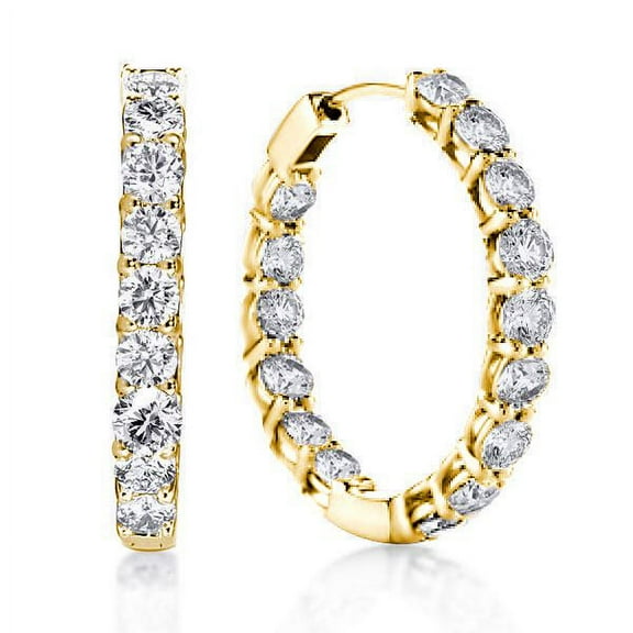 1.80 CT Inside-Out Round Cut Hoop Earrings For Women 18K Gold Plated Sterling Silver